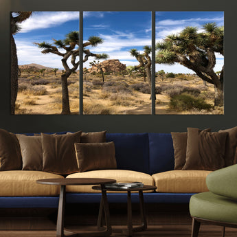 25722592-MGV-CV-36X24-Joshua Tree Desert Wall Art Canvas Print, Framed Southwestern Nature Art Picture Print, Rustic Earth Tones Perfect Southwestern