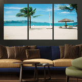 42623350-MGV-CV-36X24-Tropical Beach Wall Art Canvas Print, Framed Palm Tree Art Picture Print, Ocean View Perfect Tropical Coastal Decor Artwork