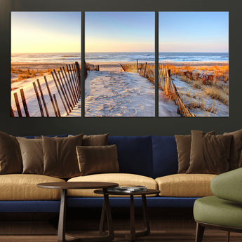 73351887-MGV-CV-36X24-Ocean Sunset Wall Art Wall Art Canvas Print, Framed Nautical Photography Art Picture Print, Summer Beach House Decor Perfect