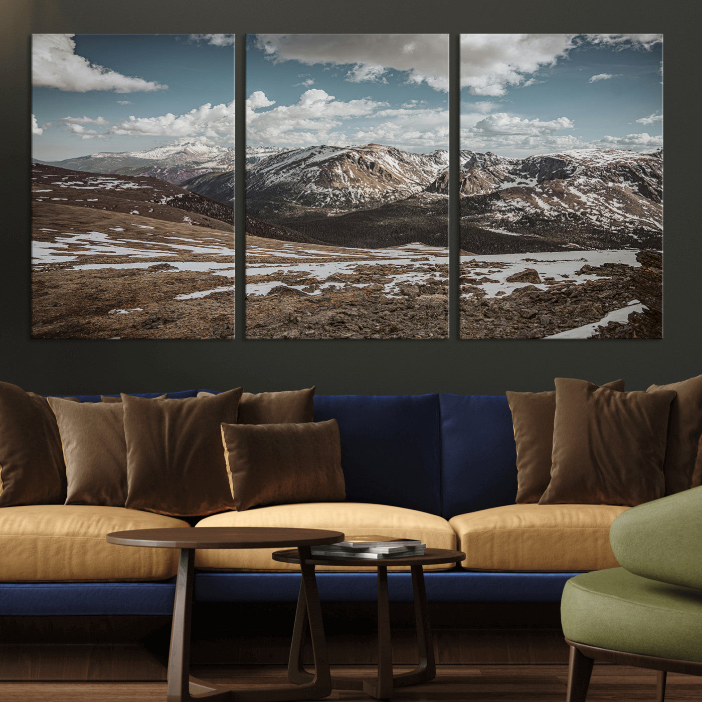 44565953-MGV-CV-36X24-Mountain Landscape Wall Art Canvas Print, Framed Snowy Peaks Art Picture Print, Rugged Highlands Perfect Rustic Adventure Decor