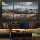 44565953-MGV-CV-36X24-Mountain Landscape Wall Art Canvas Print, Framed Snowy Peaks Art Picture Print, Rugged Highlands Perfect Rustic Adventure Decor