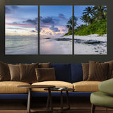 75045485-MGV-CV-36X24-Tropical Beach Wall Art Canvas Print, Framed Sunset Glow Art Picture Print, Palm Tree Coast Perfect Tropical Coastal Decor Artwork