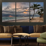 62574547-MGV-CV-36X24-Tropical Storm Wall Art Canvas Print, Framed Moody Beach Art Picture Print, Dramatic Sky Perfect Tropical Coastal Decor Artwork