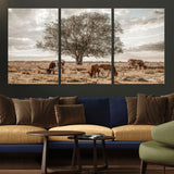 87590224-MGV-CV-36X24-Longhorn Cattle Wall Art – Rustic Western Landscape Canvas Print, Texas Farmhouse Prairie Scene for Living Room, Office, or Ranch
