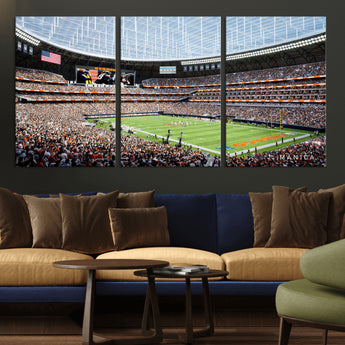 32530647-MGV-CV-36X24-Chicago Bears Stadium Wall Art – Futuristic Dome Arena Canvas Print, Modern Football Concept Design Decor for Man Cave, Bar, or