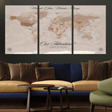 95243244-MGV-CV-36X24-Wander Often Wonder Always World Map Wall Art – Neutral Beige Adventure Canvas Print, Rustic Boho Travel Decor for Bedroom, Living