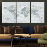 94249974-MGV-CV-36X24-Ours Explore World Map Wall Art – Modern Travel Canvas Print, Neutral Adventure Decor for Living Room, Office, Study, Bedroom,