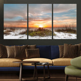 58266230-MGV-CV-36X24-Sunset Beach Canvas Wall Art – Coastal Ocean Landscape Print, Seaside Nature Art for Coastal Chic Decor, Living Room, Bedroom,