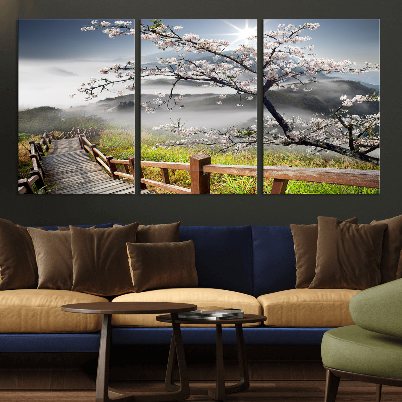 34632598CRY-MGV-CV-36X24-Sakura Cherry Blossom Pathway Canvas Wall Art – Tranquil Walk Through Blossoming Nature – Ready to Hang