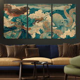 37943964-MGV-CV-36X24-Tsukioka Yoshitoshi Samurai Wall Art Print, Japanese Katana Warrior Canvas Wall Art, Octopus Sea Monster Canvas Print,