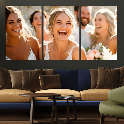 CSTM912-MGV-CV-36X24-Framed Wedding Canvas Print - Custom Wall Art Keepsake for Couples, Elegant Home Decoration Gift, Create Your Own Photo Canvas