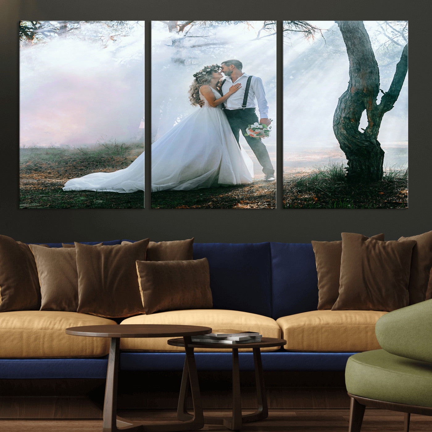 CSTM913-MGV-CV-36X24-Framed Wedding Canvas Print - Custom Wall Art Keepsake for Couples, Elegant Home Decoration Gift, Create Your Own Photo Canvas