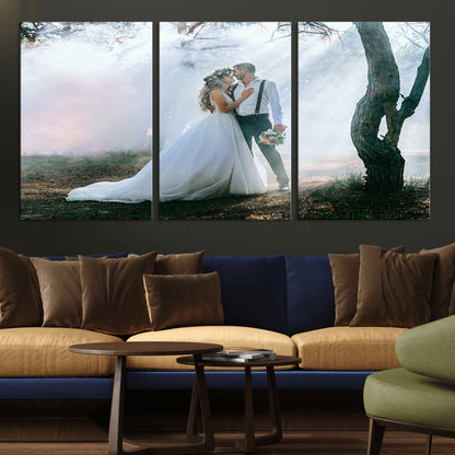 CSTM913-MGV-CV-36X24-Framed Wedding Canvas Print - Custom Wall Art Keepsake for Couples, Elegant Home Decoration Gift, Create Your Own Photo Canvas