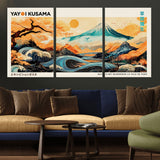 94085549-MGV-CV-36X24-Japanese Wave and Mountain Wall Art – Panoramic Abstract Landscape Canvas Print, Asian Inspired Nature Decor for Living Room,