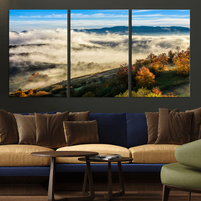 21551192-MGV-CV-36X24-Landscape Wall Art – Autumn Mountain View Canvas Print, Scenic Nature Photography Decor for Bedroom, Living Room, Office, Cabin or