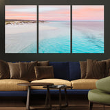 41613614-MGV-CV-36X24-Beach Sunset Wall Art – Pastel Ocean Canvas Print, Turquoise Water and Pink Sky Photography Decor for Bedroom, Living Room, Office