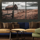 70676381-MGV-CV-36X24-Rustic Barn Wall Art – Weathered Farmhouse Canvas Print, Country Landscape Photography Decor for Bedroom, Living Room, Office,