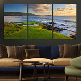 67486665-MGV-CV-36X24-Golf Course Wall Art – Pebble Beach Oceanfront Canvas Print, Coastal Fairway Photography Sports Decor for Living Room, Office, Man
