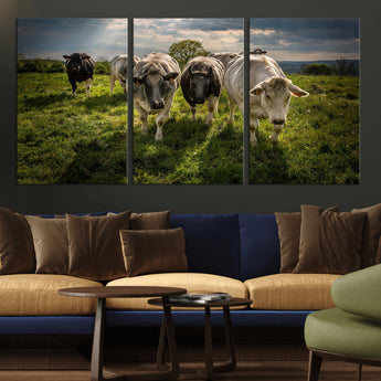 67277447-MGV-CV-36X24-Farmhouse Wall Art – Herd of Cows Canvas Print, Rustic Country Pasture Photography Decor for Bedroom, Living Room, Office, Ranch,