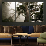 87969493-MGV-CV-36X24-Forest Wall Art – Misty Tall Trees Canvas Print, Dramatic Woodland Photography Decor for Bedroom, Living Room, Office, Cabin,