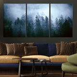 93439624-MGV-CV-36X24-Forest Wall Art – Misty Pine Trees Canvas Print, Moody Nature Photography Decor for Bedroom, Living Room, Office, Cabin, Lodge or