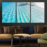 46233906-MGV-CV-36X24-Coastal Wall Art – Turquoise Ocean Waves and White Sand Canvas Print, Tropical Beach Photography Decor for Bedroom, Living Room,