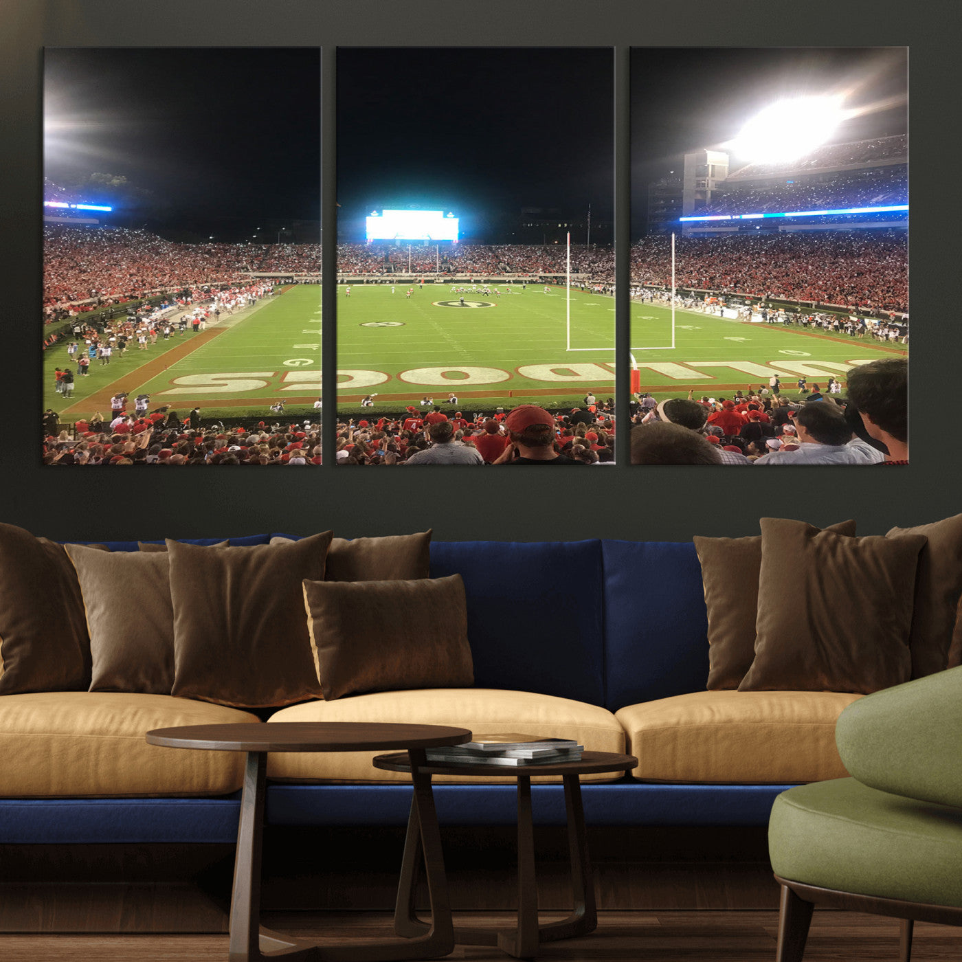 16230786-MGV-CV-36X24-Sanford Stadium Wall Art – Georgia Bulldogs Football Night Game Canvas Print, College Sports Decor for Man Cave, Bar, Office, or