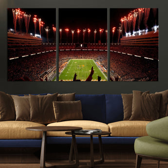 73358115-MGV-CV-36X24-Tennessee Volunteers Wall Art – Neyland Stadium Fireworks Night Game Canvas Print, Vols Football Checkerboard Endzone Sports Decor