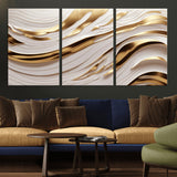 41237-MGV-CV-36X24-Gold Waves Wall Art Canvas Print, Framed Elegant Flow Art Picture Print, Luxury Layers Perfect Minimal Luxe Decor Artwork