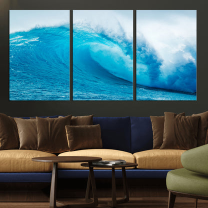 15566-MGV-CV-36X24-Ocean Wave Wall Art Canvas Print, Framed Curling Wave Art Picture Print, Vibrant Surf Wave Perfect Coastal Surf Decor Artwork