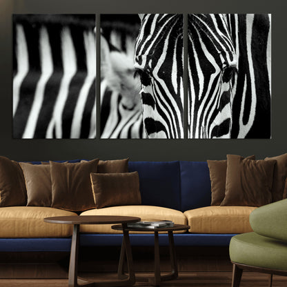 43631-MGV-CV-36X24-Black and White Zebra Wall Art – Modern Animal Print Canvas Artwork for Living Room, Bedroom, or Office Decor