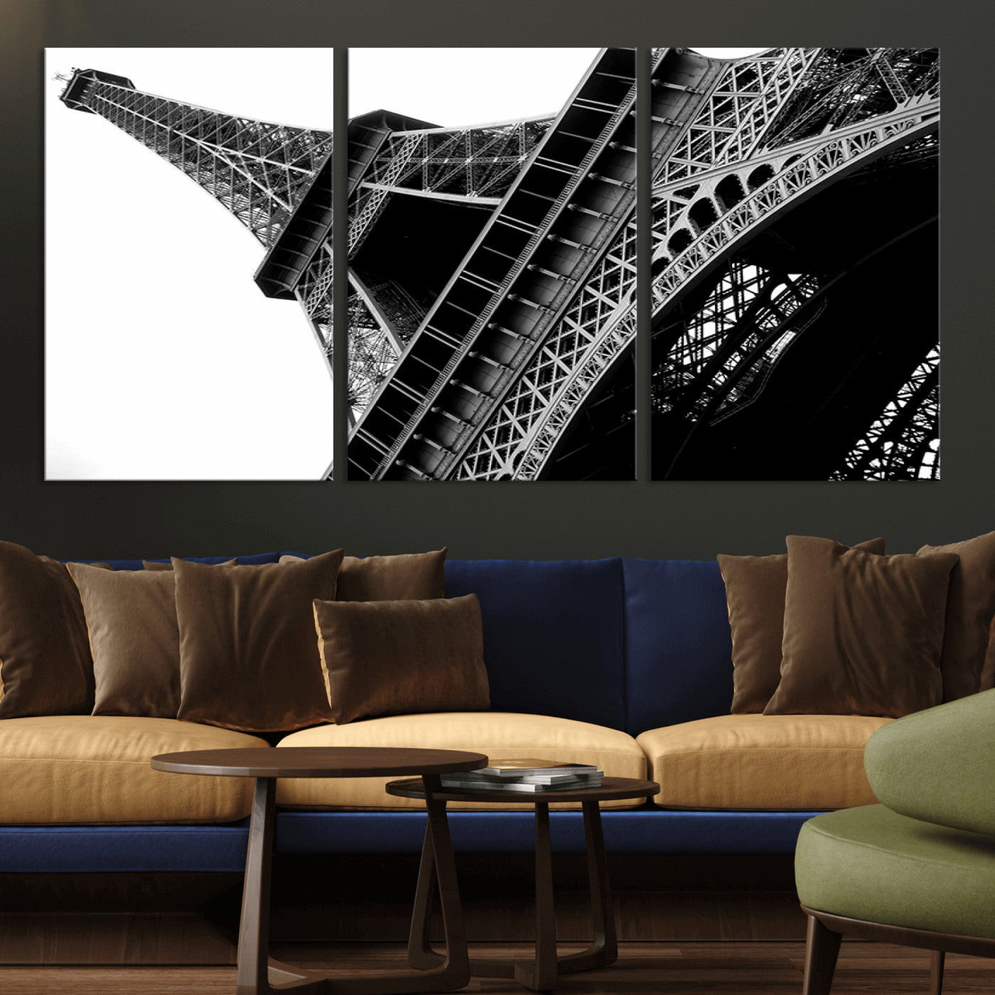 89033-MGV-CV-36X24-Eiffel Tower Wall Art – Dramatic Black and White Architectural Canvas Print, Modern Paris Decor for Office, Living Room or