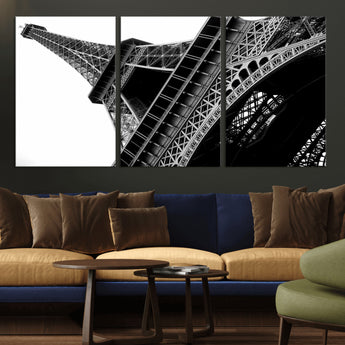 89033-MGV-CV-36X24-Eiffel Tower Wall Art – Dramatic Black and White Architectural Canvas Print, Modern Paris Decor for Office, Living Room or