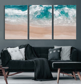 39236-MGV-CV-36X24-Ocean Beach Wall Art – Aerial View of Waves and Sand Canvas Print, Coastal Home Decor for Living Room, Bedroom, Office or Beach