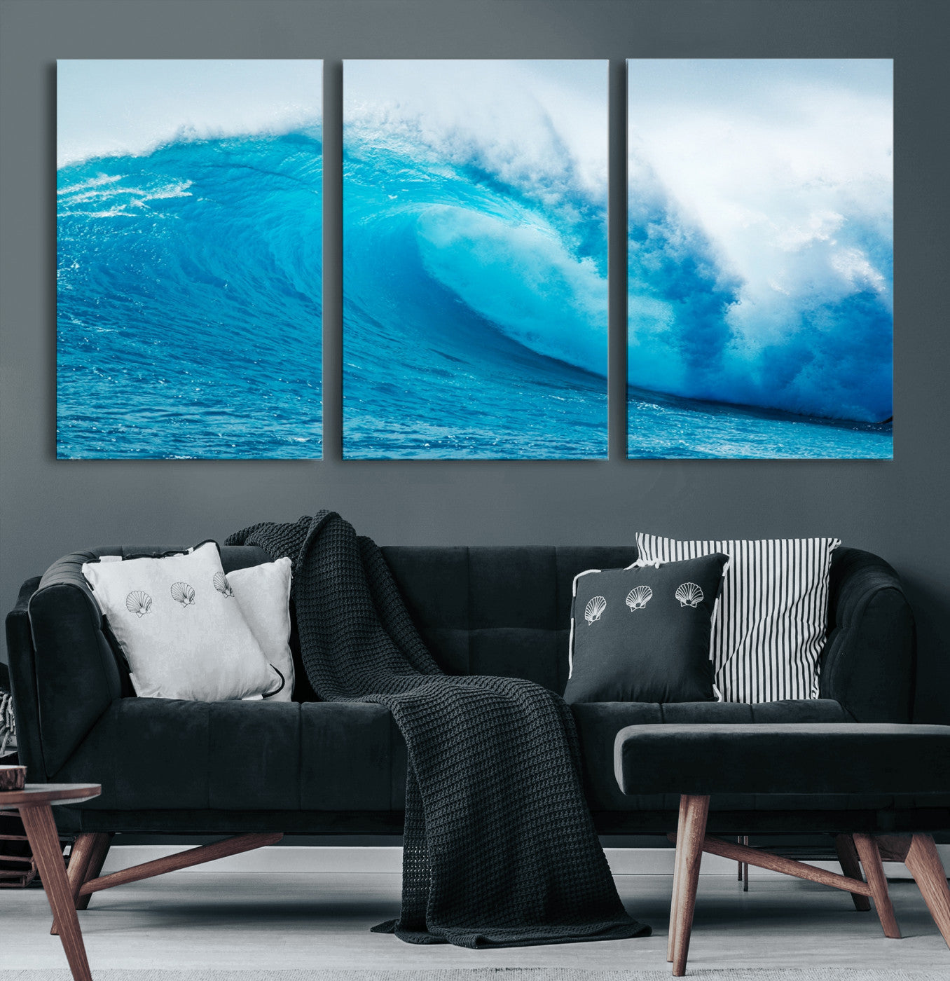 13117-MGV-CV-60X30-3P-Ocean Wave Wall Art – Dynamic Blue Surf Canvas Print, Coastal Beach Decor for Living Room, Bathroom, Office, or Beach House