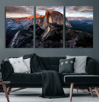 31332-MGV-CV-60X30-3P-Mountain Landscape Wall Art – Majestic Sunset Rock Formation Canvas Print, Nature Scenic Decor for Living Room, Office, Cabin or