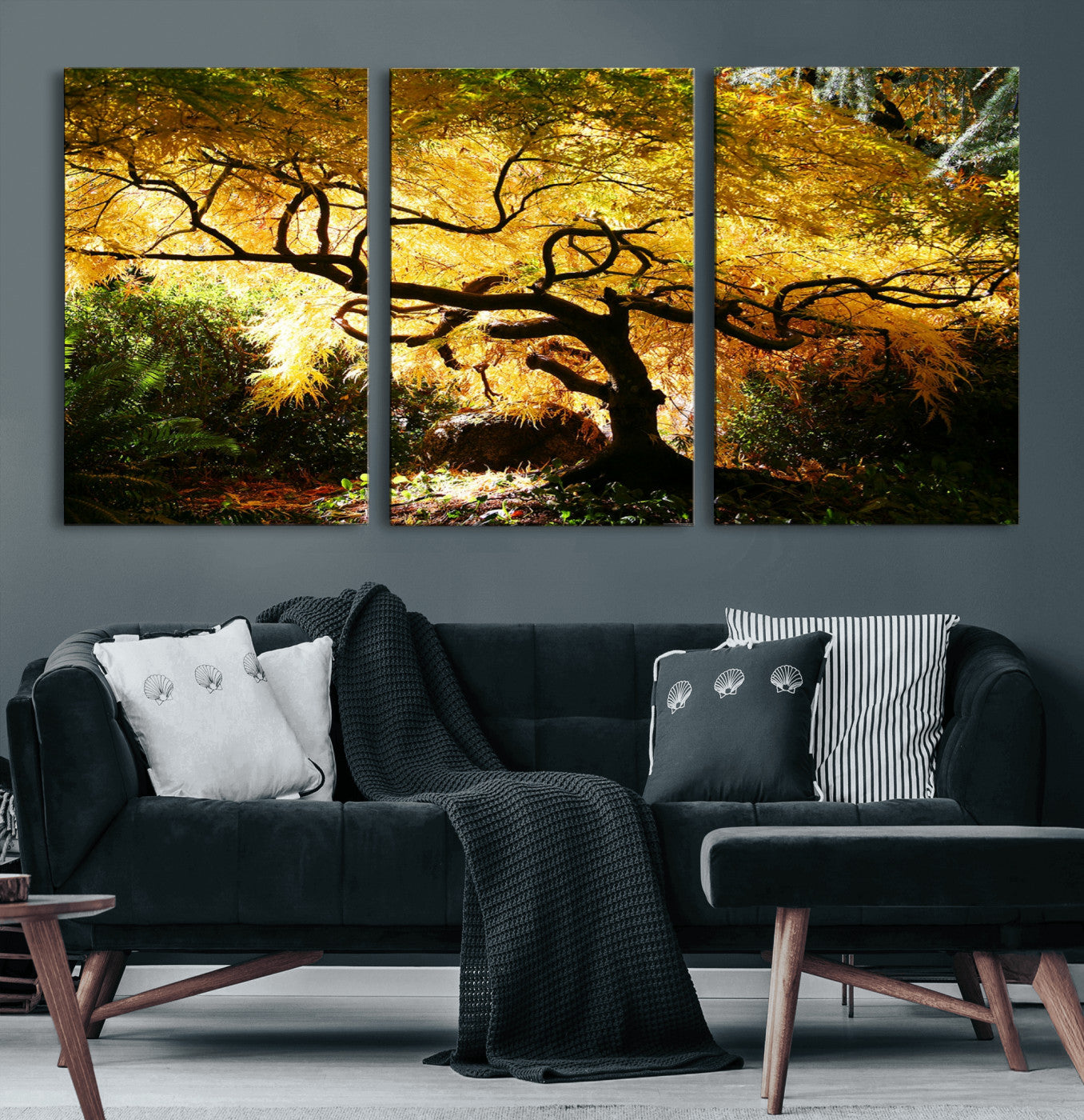 19067-MGV-CV-36X24-Golden Canopy Wall Art – Panoramic Autumn Tree Canvas Print, Warm Seasonal Decor for Living Room, Office or Garden Space