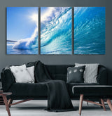 37494-MGV-CV-36X24-Ocean Wave Canvas Art – Stunning Blue Wave Photography, Coastal Wall Decor for Living Room, Bedroom or Office