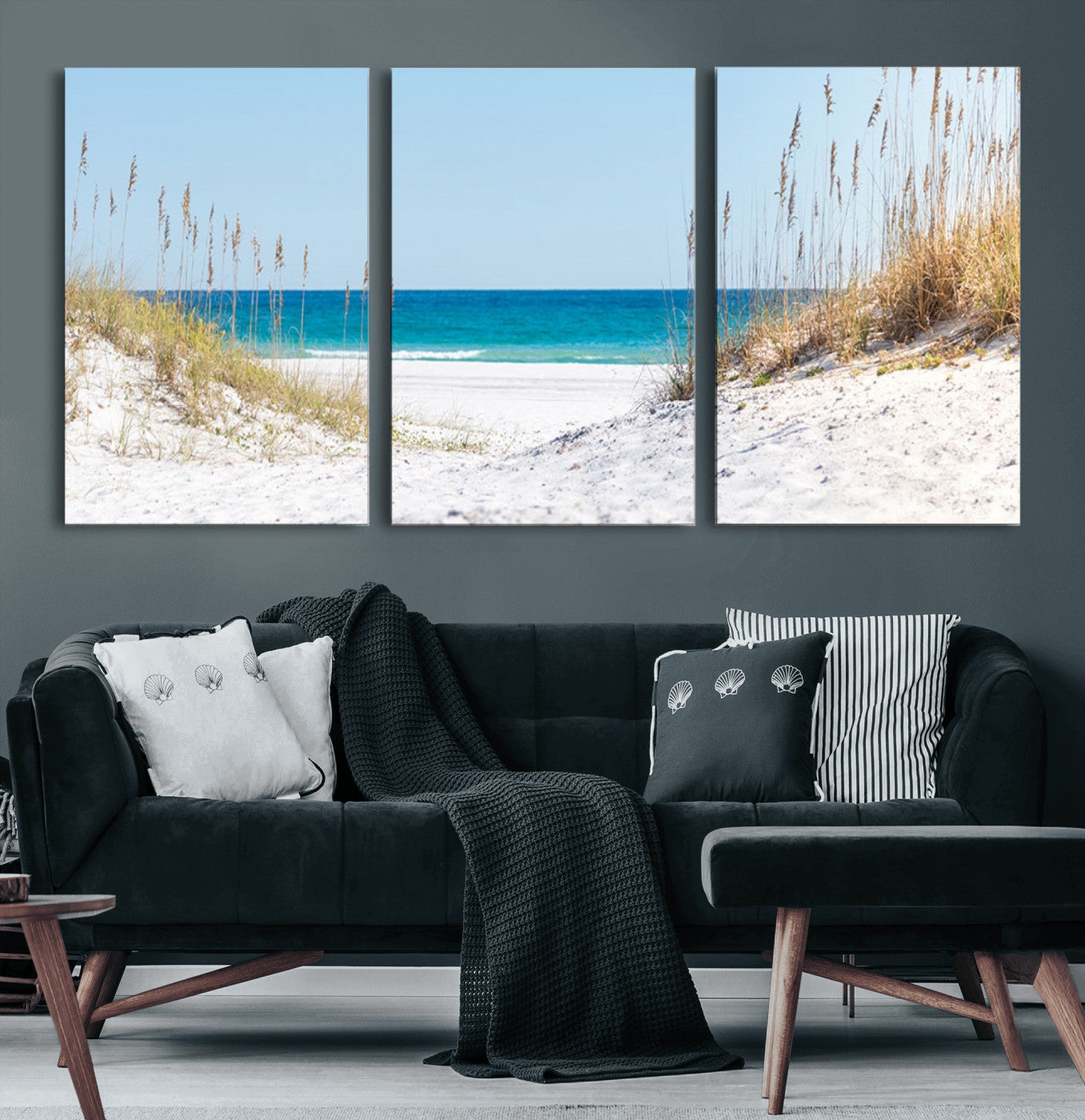 58498-MGV-CV-36X24-White Sandy Beach Wall Art – Panoramic Coastal Canvas Print, Ocean View Decor for Living Room, Bedroom, Office, Relaxing Seaside