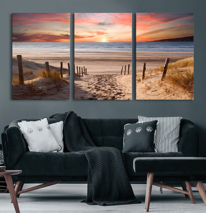 78111-MGV-CV-36X24-Sunset Pathway Wall Art – Panoramic Coastal Canvas Print, Tranquil Beach Decor for Living Room, Office or Bedroom