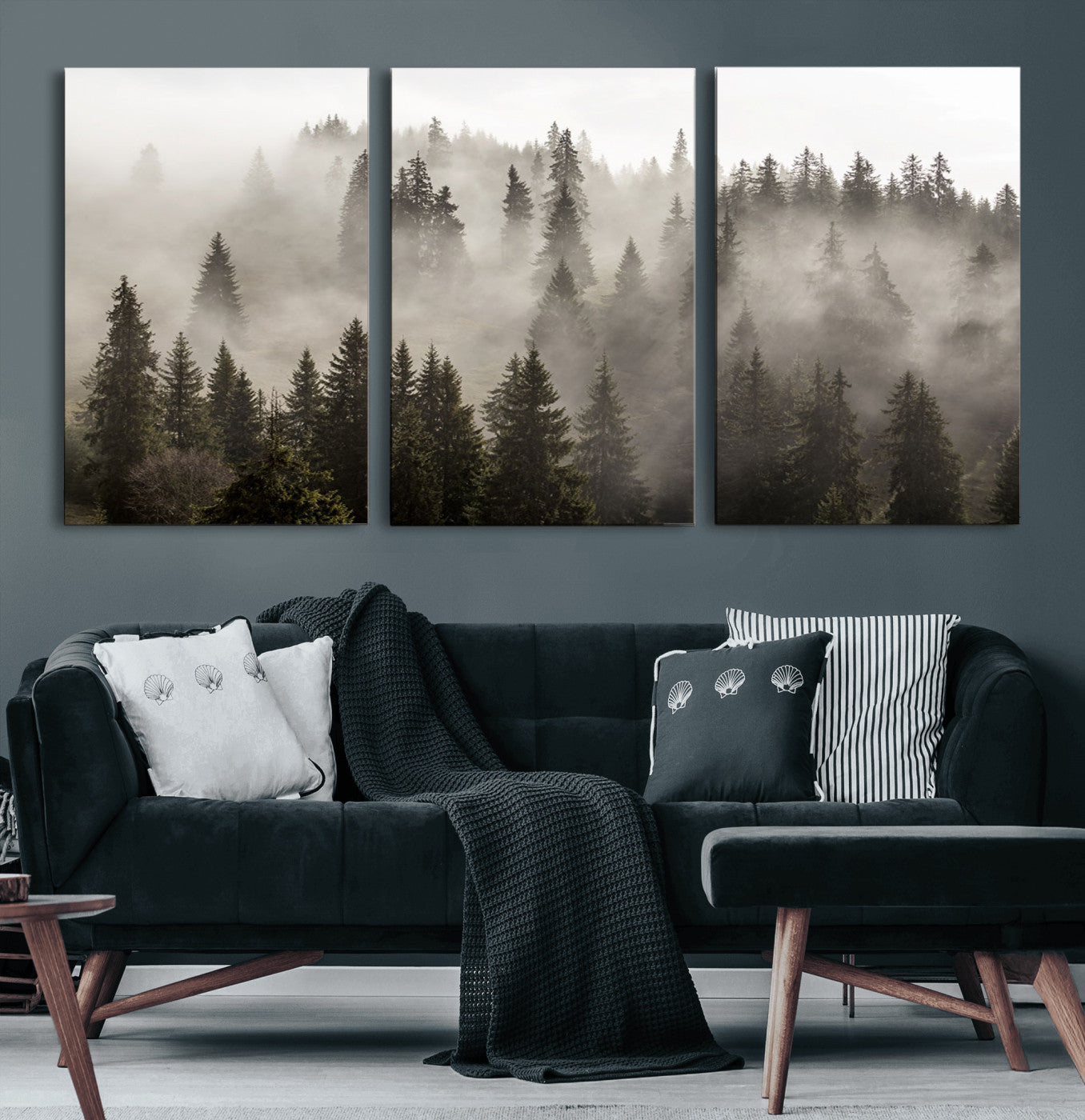 62862-MGV-CV-36X24-Misty Forest Wall Art – Tranquil Pine Tree Canvas Print with Mountain Fog, Nature Landscape Artwork for Living Room, Bedroom, or