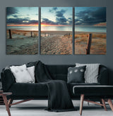 25788-MGV-CV-36X24-Sunset Beach Path Wall Art – Scenic Coastal Dunes and Ocean Canvas Print, Tranquil Seaside Landscape Decor for Living Room or