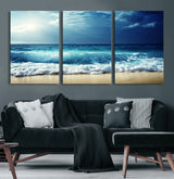 84116-MGV-CV-36X24-Ocean Wave Wall Art – Blue Sea and Beach Canvas Print, Coastal Seascape Photography Artwork for Living Room, Bedroom, or Office