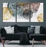 70653-MGV-CV-60X30-3P-Abstract Tree Ring Wall Art – Modern Rustic Wood Slice Canvas Print with Gold Accents, Contemporary Nature Decor for Living Room,