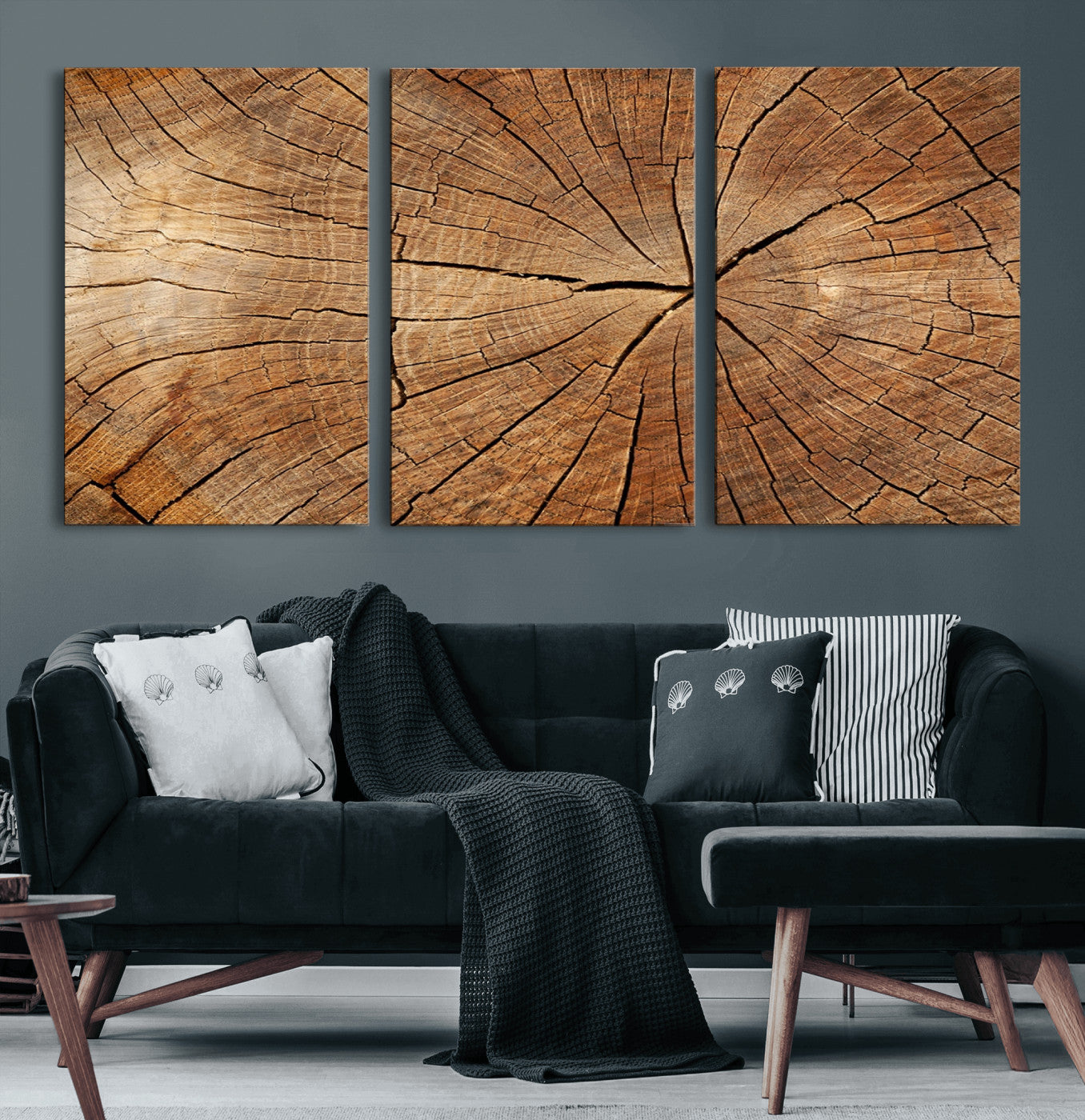 61710-MGV-CV-36X24-Tree Rings Wall Art – Rustic Wood Grain Canvas Print of Tree Trunk Cross Section, Nature Inspired Decor for Cabin, Office, Living