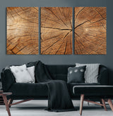 61710-MGV-CV-36X24-Tree Rings Wall Art – Rustic Wood Grain Canvas Print of Tree Trunk Cross Section, Nature Inspired Decor for Cabin, Office, Living