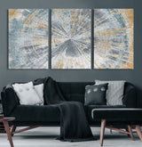 17631-MGV-CV-36X24-Radiant Burst Wall Art – Abstract Sunburst Canvas Print in Blue and Gold, Modern Geometric Painting for Living Room, Office or