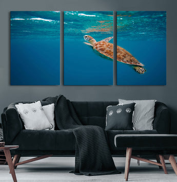 91440-MGV-CV-36X24-Sea Turtle Wall Art – Ocean Turtle Canvas Print, Underwater Marine Life Decor for Living Room, Office, Beach House or Bathroom