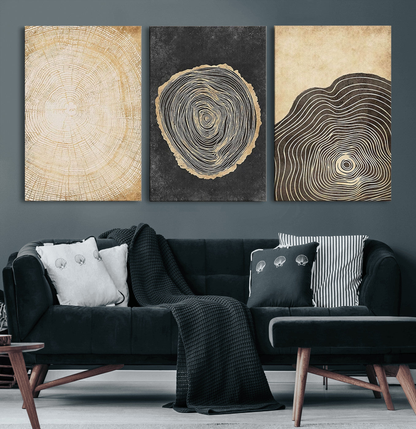 77785-MGV-CV-36X24-Tree Ring Abstract Wall Art – Rustic Wood Growth Pattern Canvas Prints, Modern Nature-Inspired Decor for Living Room or Office