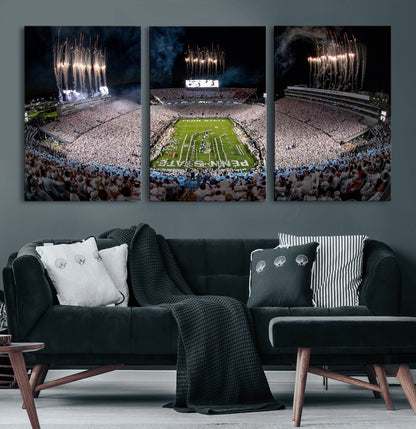 11391-MGV-CV-36X24-Penn State Stadium Wall Art – Panoramic White Out Football Game Canvas Print, College Sports Decor for Office, Man Cave, or Living